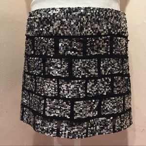 Lux Silver / Black Mini Skirt Sz 4